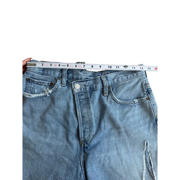 AGOLDE Denim Distressed Asymmetrical Shorts Size 28 - Picture 7 of 11